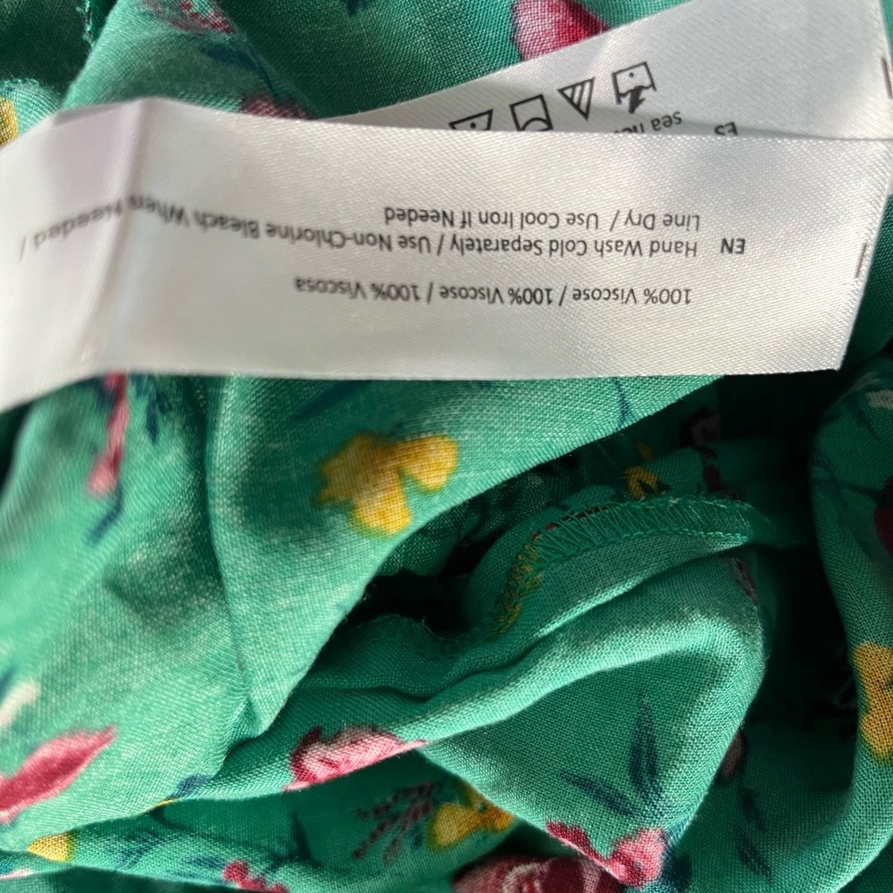 Lottie & Holly BOG Collective Green Pink Floral Tiered Mini Sundress L - Picture 6 of 6